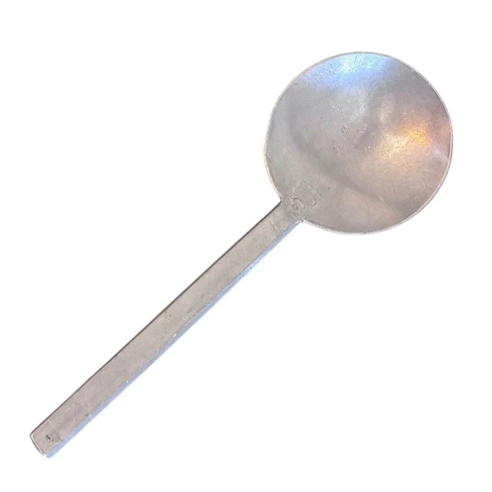 HL Crown‎ Hallmark Pewter Spoon | Vintage 20th Century Hand Forged Square Handle